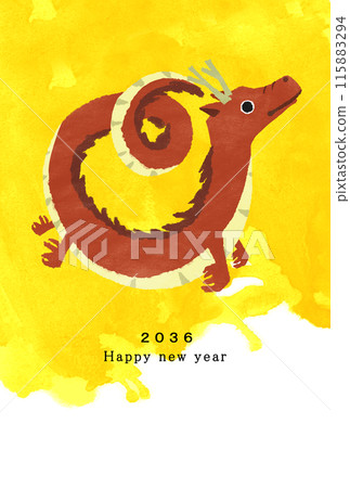 2036 Dragon Year New Year's card template 2036 Dragon Year New Year's card template 115883294