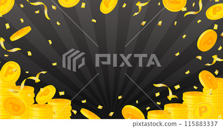 Banner background material vector illustration / Scattering point coins (horizontal) 115883337