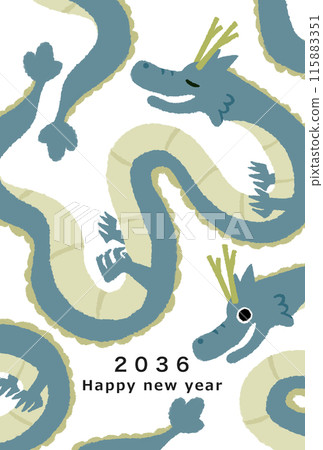 2036年龍年新年賀卡模板 2036年龍年新年賀卡模板 115883351