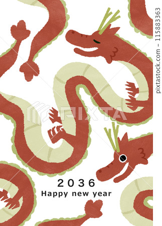 2036 Dragon Year New Year's card template 115883363