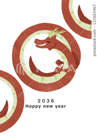 2036年龍年新年賀卡模板 2036年龍年新年賀卡模板 115883467