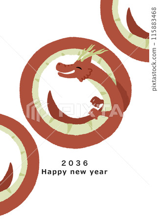 2036年龍年新年賀卡模板 2036年龍年新年賀卡模板 115883468