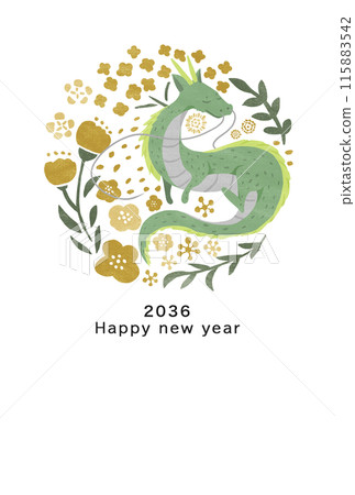 2036 Dragon Year New Year's card template 2036 Dragon Year New Year's card template 115883542