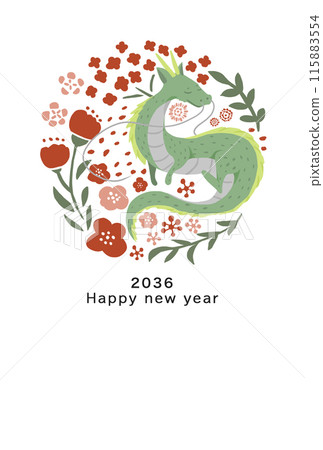 2036 Dragon Year New Year's card template 2036 Dragon Year New Year's card template 115883554