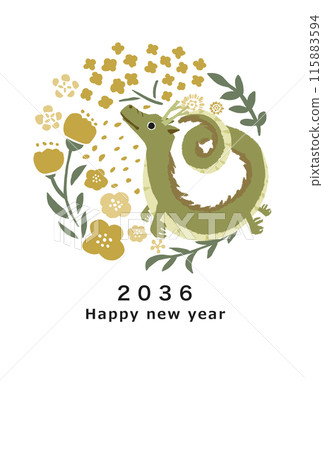 2036 Dragon Year New Year's card template 2036 Dragon Year New Year's card template 115883594