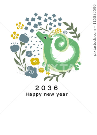 2036年龍年新年賀卡模板 2036年龍年新年賀卡模板 115883596