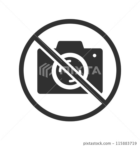 Camera icon with a prohibition mark - Simple material for prohibiting photography - no photos 115883719