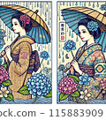 雨季穿和服撐傘的女人 115883909