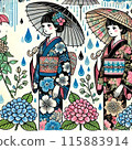 雨季穿和服的女孩 115883914