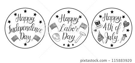 Set of American patriotic Typographic compositions Set of American patriotic Typographic compositions 115883920