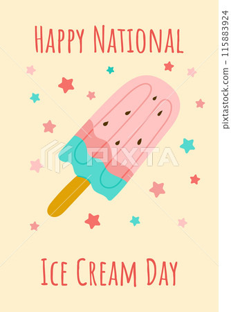 National Ice Cream Day flat poster with ice cream 115883924