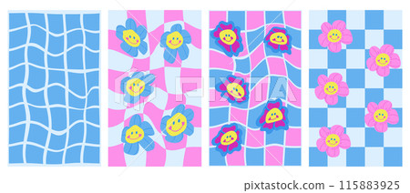 Distorted positive backgrounds set with flowers Distorted positive backgrounds set with flowers 115883925