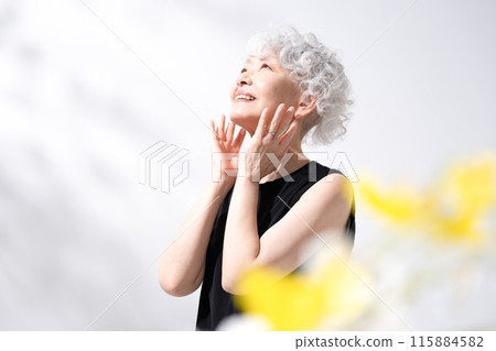 Beauty Gray-haired woman Front blur Beauty Gray-haired woman Front blur 115884582