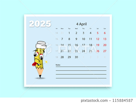 A school calendar with funny cartoon characters from stationery. Vector lesson schedule template. A school calendar with funny cartoon characters from stationery. Vector lesson schedule template. 115884587
