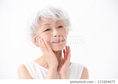 Beauty Senior women Nasolabial folds 115884675