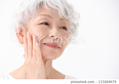 Beauty Senior women Nasolabial folds 115884679