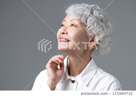 灰色頭髮的女人肖像 115884732