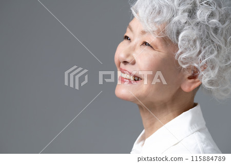 Gray-haired woman portrait Gray-haired woman portrait 115884789