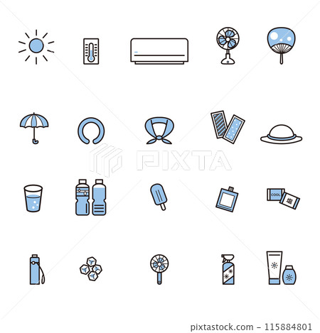 Simple heat stroke icon set Simple heat stroke icon set 115884801
