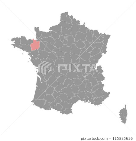 Ille et Vilaine department map, administrative division of France. Vector illustration. 115885636