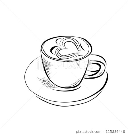 drawing lines. art line art line - mug with coffee, tea, milk, cappuccino.. Vector minimalistic design drawing lines. art line art line - mug with coffee, tea, milk, cappuccino.. Vector minimalistic design 115886448
