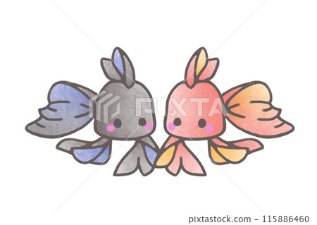 黑色和紅色金魚 黑色和紅色金魚 115886460