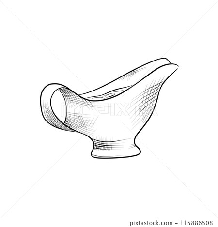 drawing lines. art line - gravy boat with sauce. Vector 115886508
