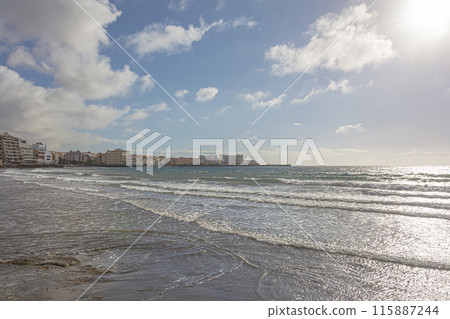 Landscape. Resort town on the ocean (El Medano, Spain, Tenerife island) Landscape. Resort town on the ocean (El Medano, Spain, Tenerife island) 115887244