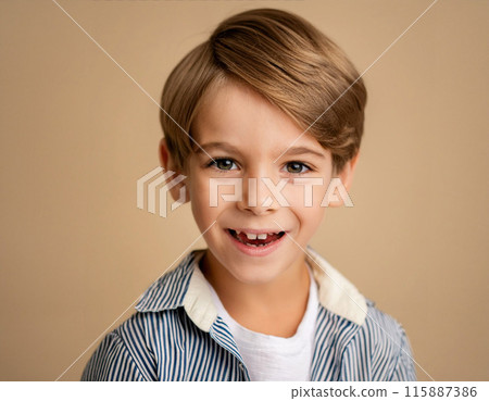 Studio Portrait of Young Smart Boy Studio Portrait of Young Smart Boy 115887386