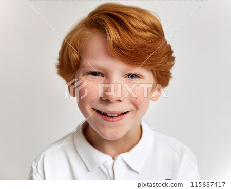 Studio Portrait of Young Smart Boy 115887417