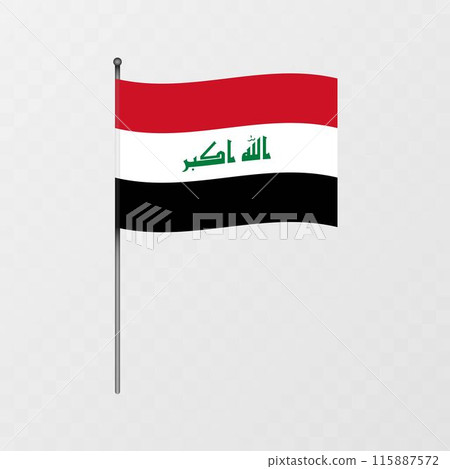 Iraq flag on flagpole. Vector illustration. Iraq flag on flagpole. Vector illustration. 115887572