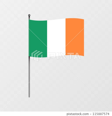 Ireland flag on flagpole. Vector illustration. 115887574