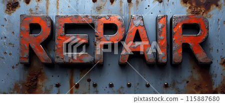 Metallic Inscription Repair Lettering 115887680