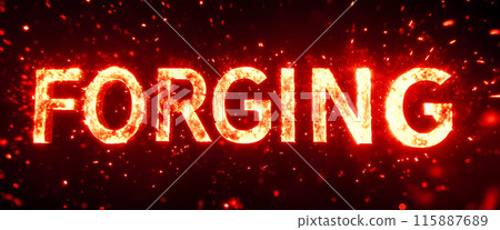 Bright Red-Hot Inscription Forging Lettering 115887689