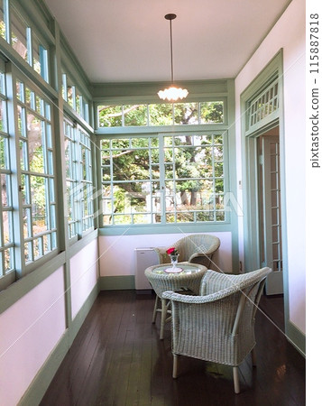 Rattan table and chairs, Sunroom, Yamate, Western-style building Rattan table and chairs, Sunroom, Yamate, Western-style building 115887818