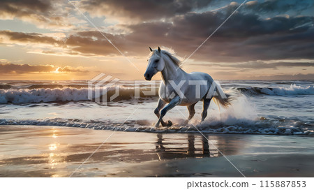 nice haflinger stallion with long mane running 115887853