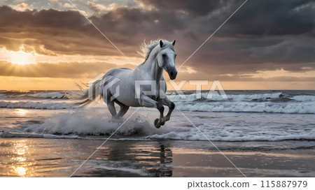 horse on the beach 115887979