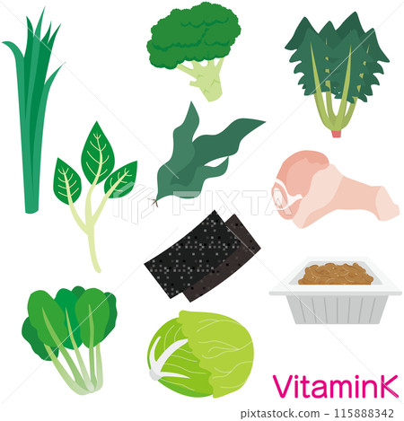 Vitamin K-containing food illustration set 115888342