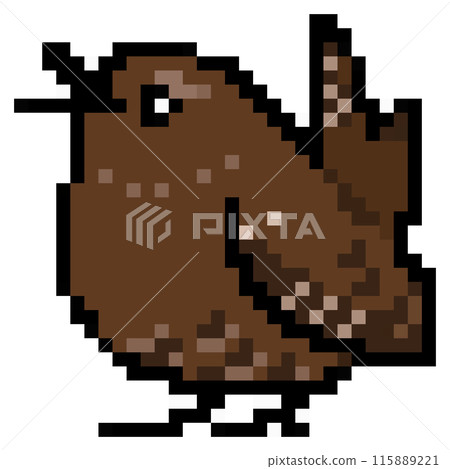 Pixel art Animal illustration Moss wren A subspecies of the wren 115889221
