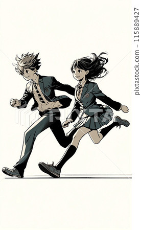 High school students running 115889427