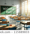 沐浴在清晨陽光下的教室 115889833