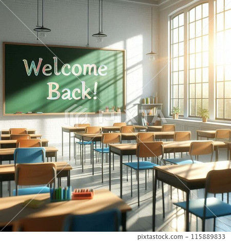 Classroom with the morning sun shining in Classroom with the morning sun shining in 115889833