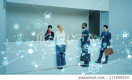 Multinational people lining up at reception and business networking Multinational people lining up at reception and business networking 115890034