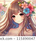 woman with flower hair ornament 115890047