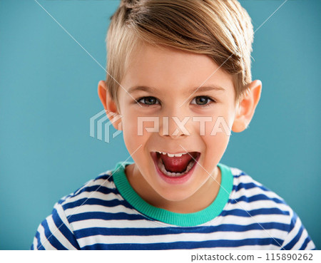 Studio Portrait of Young Smart Boy 115890262