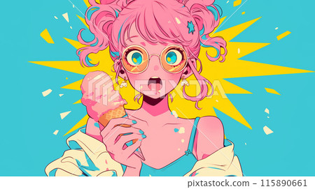 A girl who eats ice candy 115890661
