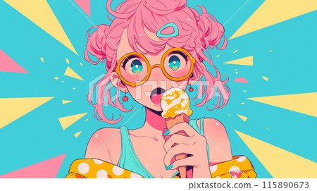 A girl who eats ice candy A girl who eats ice candy 115890673