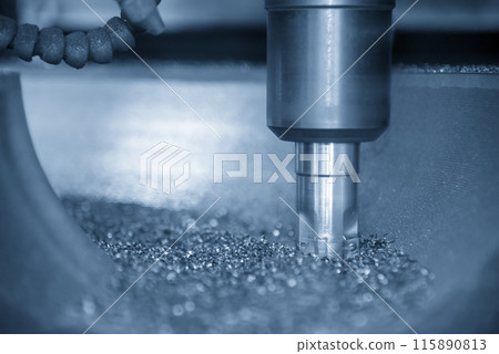 The CNC milling machine rough cutting the injection mold parts by indexable tools. The CNC milling machine rough cutting the injection mold parts by indexable tools. 115890813