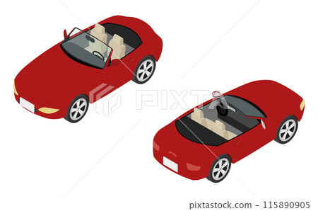 等距插圖：紅色敞篷車 115890905