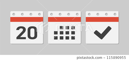 Vector icon page calendar - 20 day, agenda, done 115890955